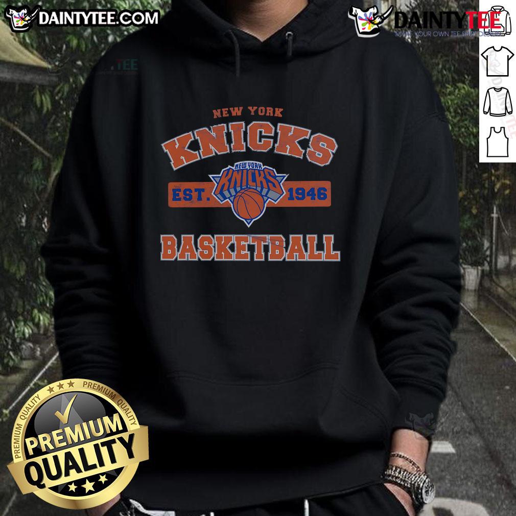 Alt Text: Good Majestic Threads Royal New York Knicks Hoodie featuring vibrant team colors and logo, perfect for fans.