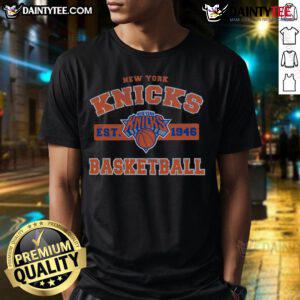 Alt Text: Good Majestic Threads Royal New York Knicks T-Shirt featuring vibrant colors and team logo for fans.