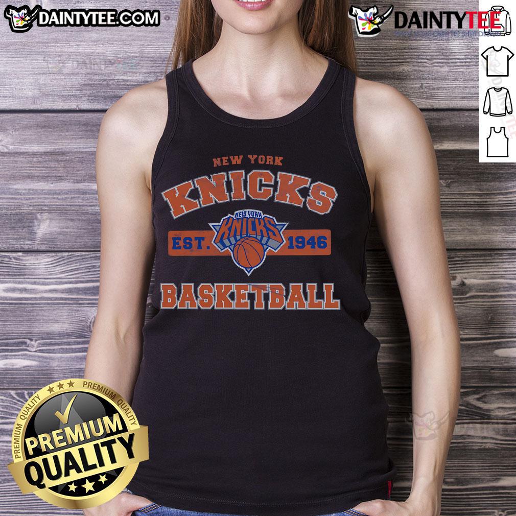 Alt Text: Good Majestic Threads Royal New York Knicks tank top featuring team logo and vibrant blue color, perfect for fans.
