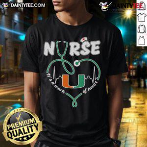 Good Miami Hurricanes Nurse It's A Work Of Heart T-Shirt featuring vibrant graphics and a heartwarming design for fans.
