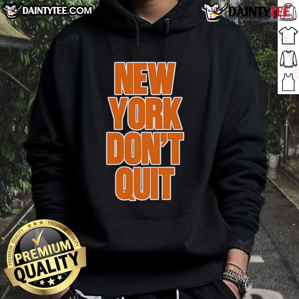 Good New York Don't Quit Hoodie in dark gray, featuring motivational text and a stylish design, perfect for casual wear.