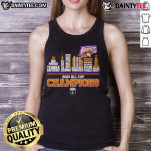 Buffalo Bandits tank top celebrating 2025 NLL Cup Champions with a stunning skyline backdrop.