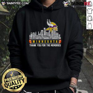 Good Skyline Minnesota Thank You For The Memories hoodie displayed against a scenic urban backdrop.