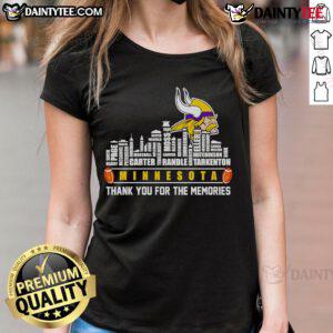Good Skyline Minnesota Thank You For The Memories Ladies Tee showcasing a stylish design with a vibrant skyline graphic.