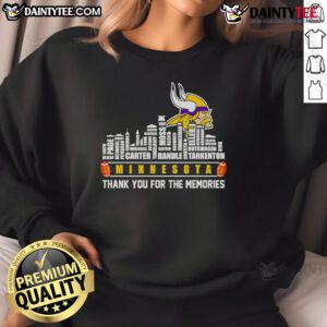 Good Skyline Minnesota sweatshirt featuring 'Thank You For The Memories' design, perfect for fans of Minnesota apparel.