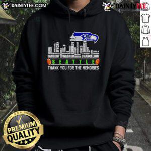 Good Skyline Seattle Thank You For The Memories Hoodie featuring a vibrant Seattle skyline design in cozy fabric.