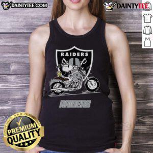 Snoopy and Woodstock riding a motorbike in a Las Vegas Raiders tank top, showcasing a fun and playful vibe.
