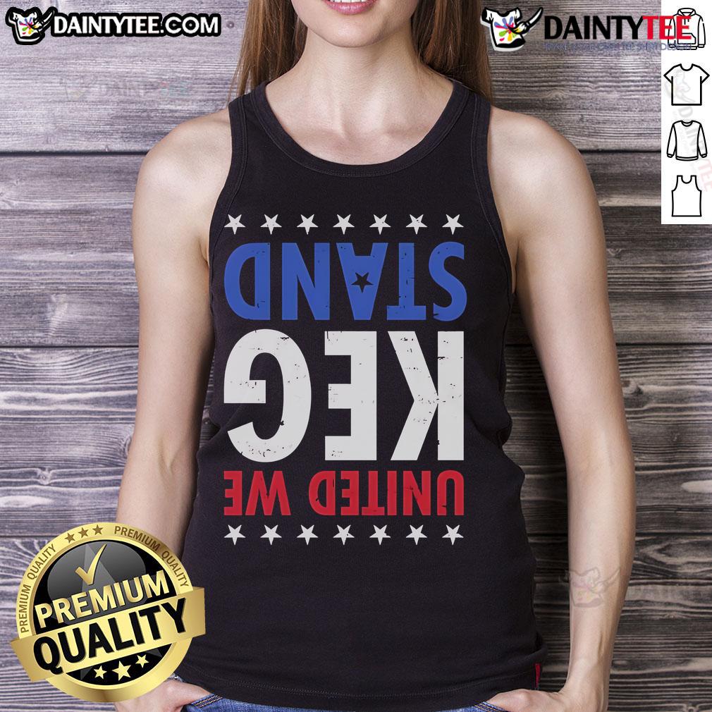 Good United We Keg Stand Tank Top featuring a fun design for party lovers and summer events, perfect for casual wear.