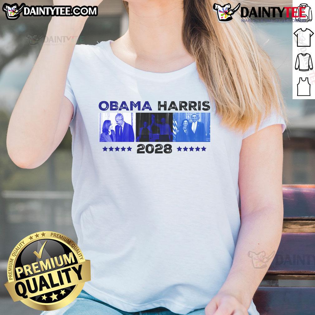 Hot Obama Harris 2028 Ladies Tee featuring a stylish design perfect for supporters of the 2028 presidential campaign.