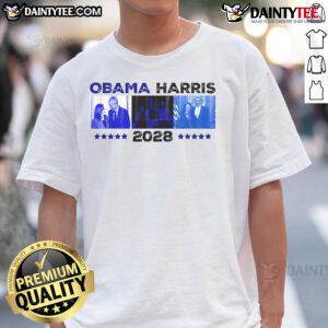 Hot Obama Harris 2028 T-Shirt featuring bold graphics of Obama and Harris, perfect for political supporters and enthusiasts.