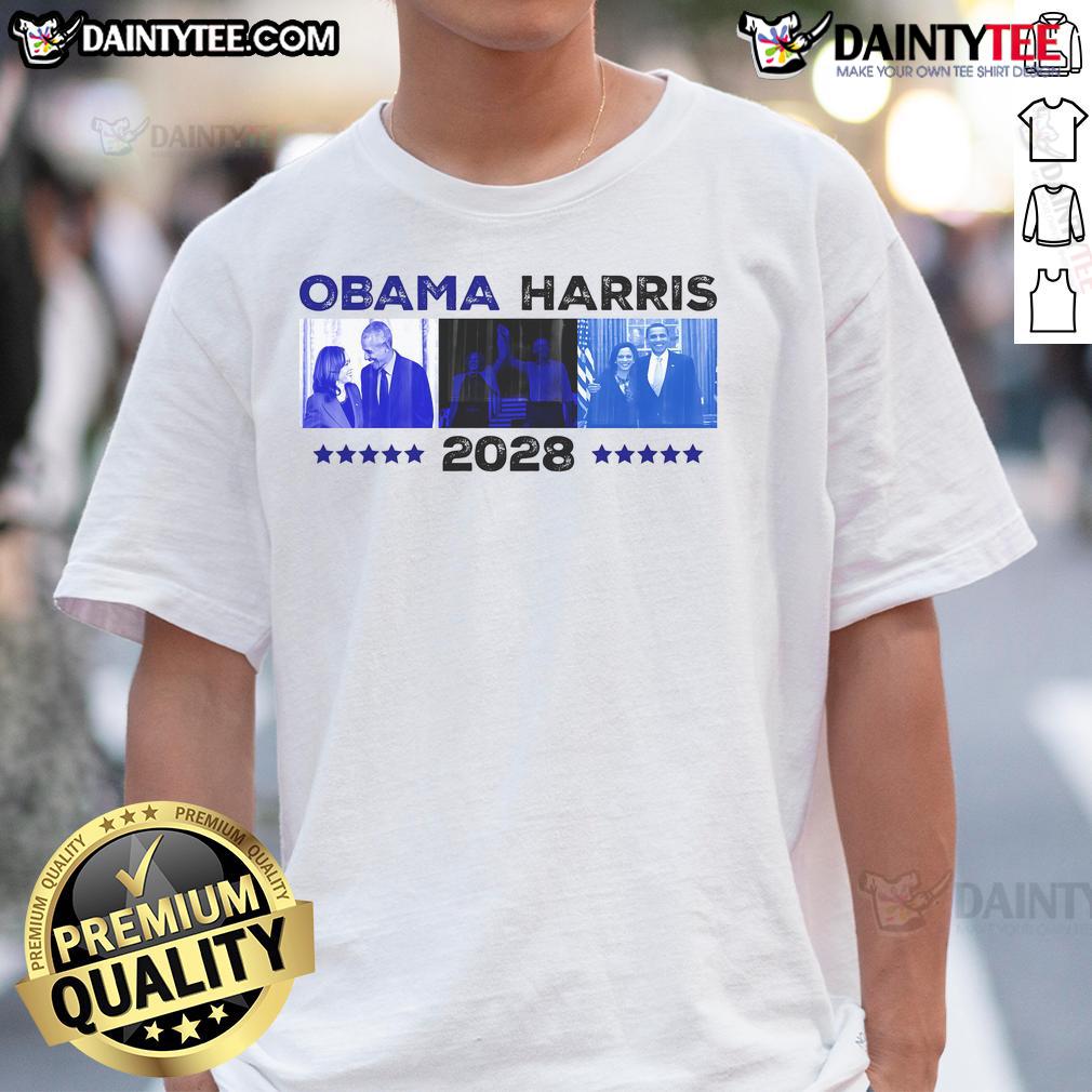 Hot Obama Harris 2028 T-Shirt featuring bold graphics of Obama and Harris, perfect for political supporters and enthusiasts.