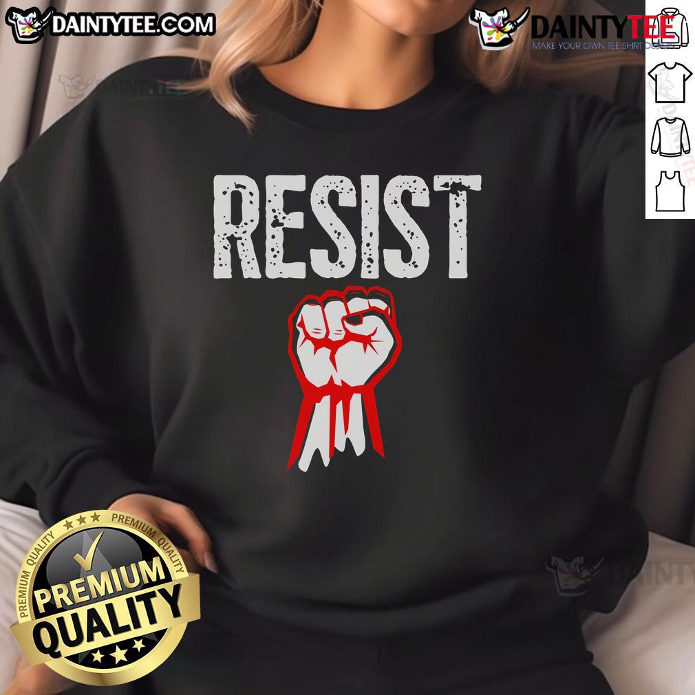 Anti-Trump sweatshirt featuring 'Hot Resist Fist' design, perfect for showing support in the resistance movement.