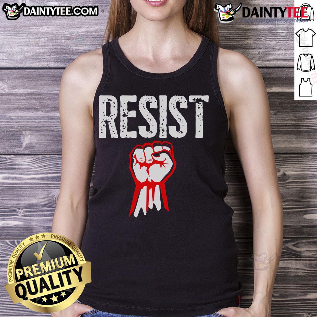 Hot Resist Fist anti-Trump tank top featuring bold graphics for the resistance movement, perfect for activism and protests.