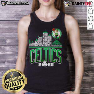 Stylish Boston Celtics 2025 skyline name tank top featuring vibrant team colors and a modern design.