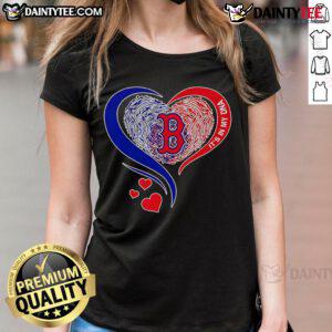Boston Red Sox baseball heart design on a ladies tee, showcasing team pride and passion for the game.