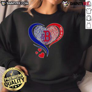 Alt Text: Cozy Boston Red Sox sweatshirt featuring It's In My DNA design, perfect for fans showcasing team spirit and love.