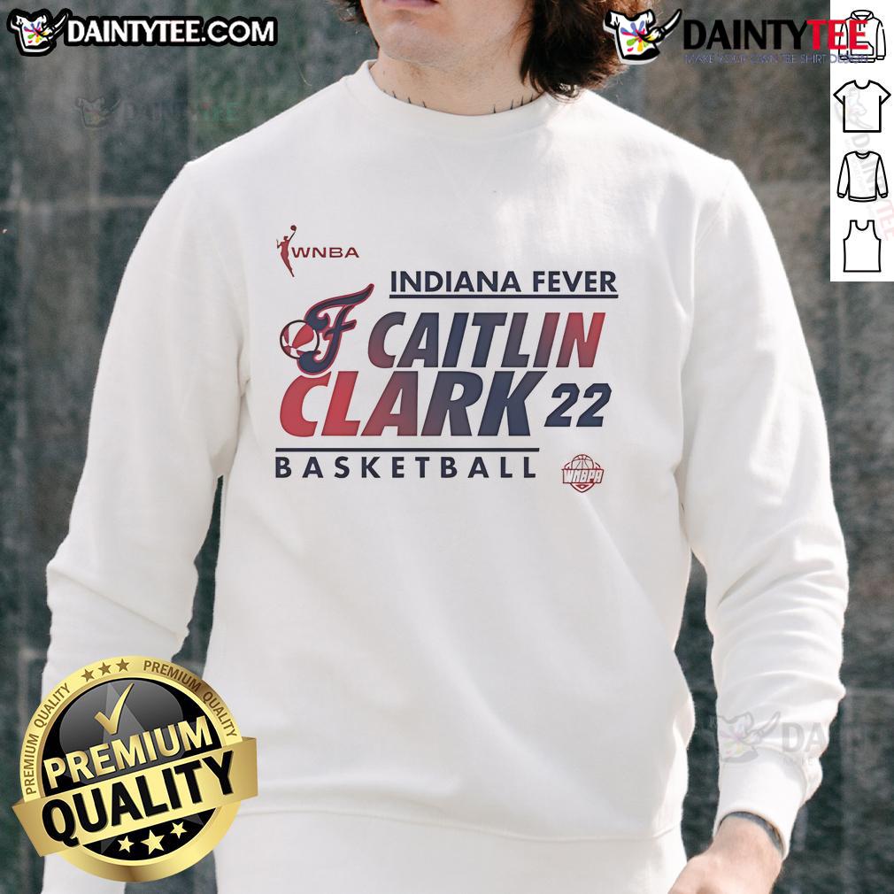 Caitlin Clark wearing a stylish Indiana Fever WNBA basketball sweatshirt during a game.
