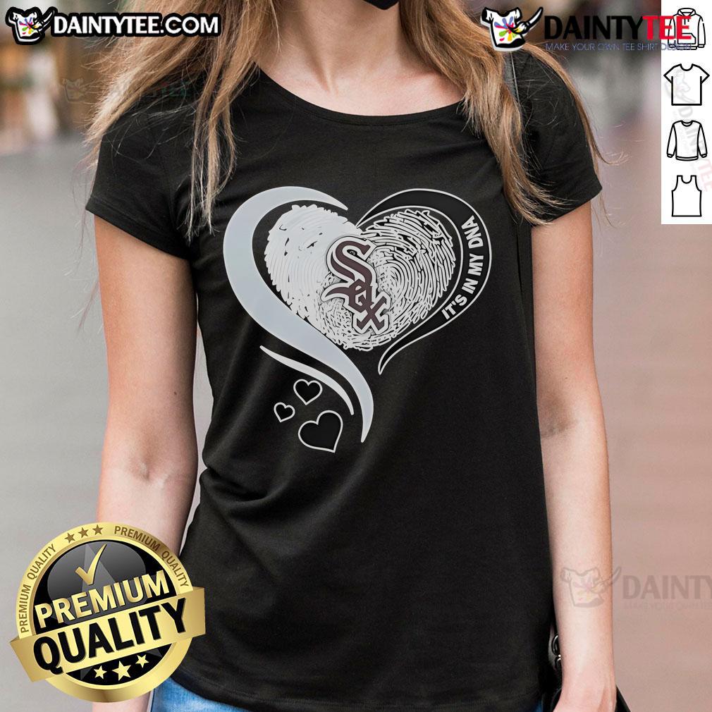 Ladies tee featuring 'Nice Heart, It's in My DNA' design for Chicago White Sox baseball fans.