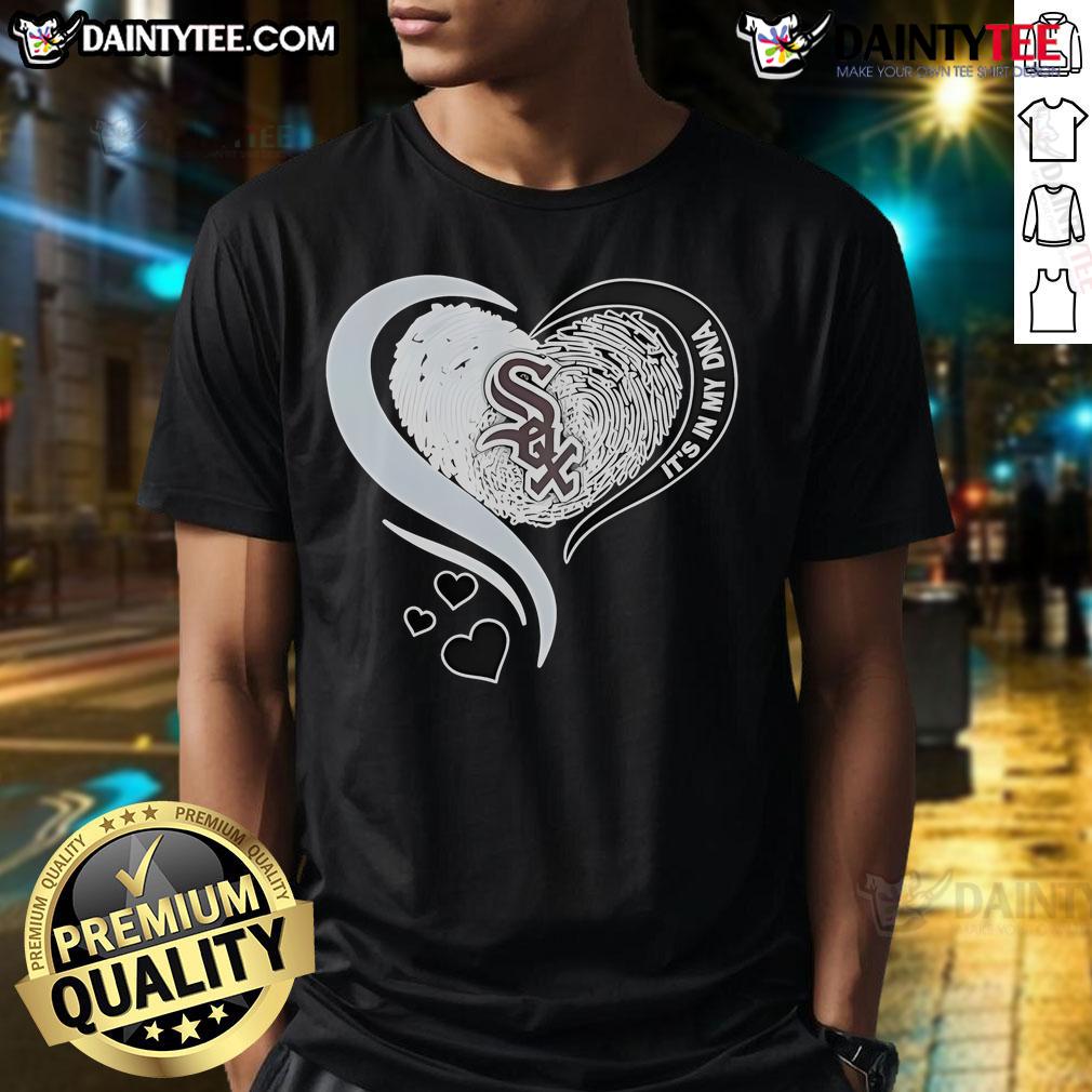 Chicago White Sox baseball t-shirt featuring 'Nice Heart It's In My DNA' design, perfect for fans and casual wear.