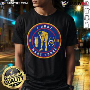 Nice I Just Want Horse Nikola Jokic T-Shirt featuring a graphic design celebrating the NBA star and his iconic phrase.