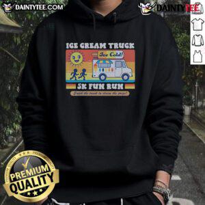 Participants running in the Nice Ice Cream Truck 5K Fun Run, aiming to catch the truck for prizes and hoodies.