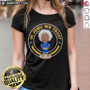 Alt Text: Nice In Jobu We Trust Louis Hockey Ladies Tee featuring a stylish design for female hockey fans.