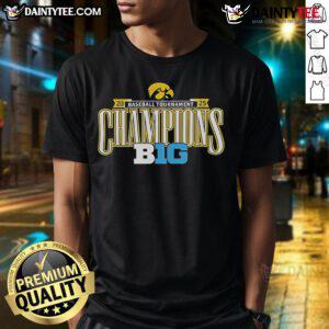 Nice Iowa Hawkeyes 2025 Big Ten Conference Baseball Champions T-Shirt featuring team colors and logo.
