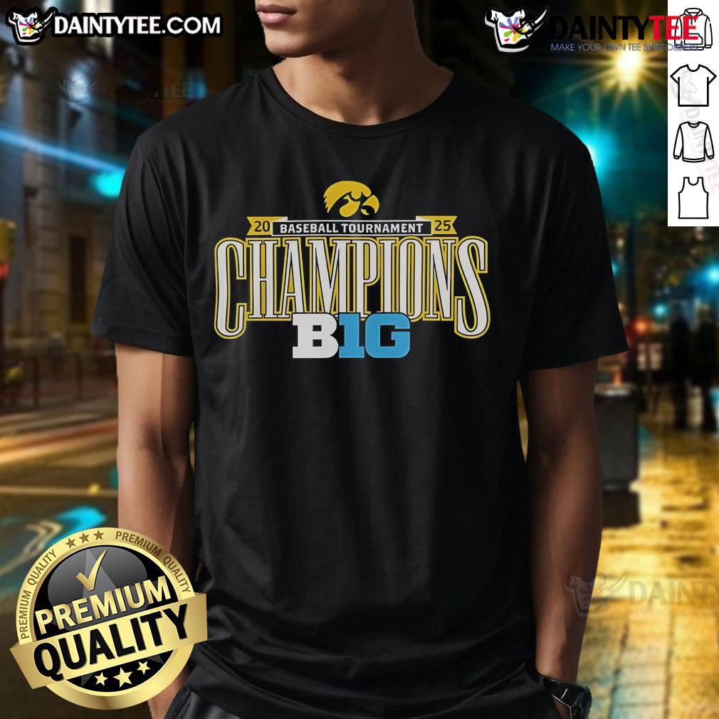 Nice Iowa Hawkeyes 2025 Big Ten Conference Baseball Champions T-Shirt featuring team colors and logo.