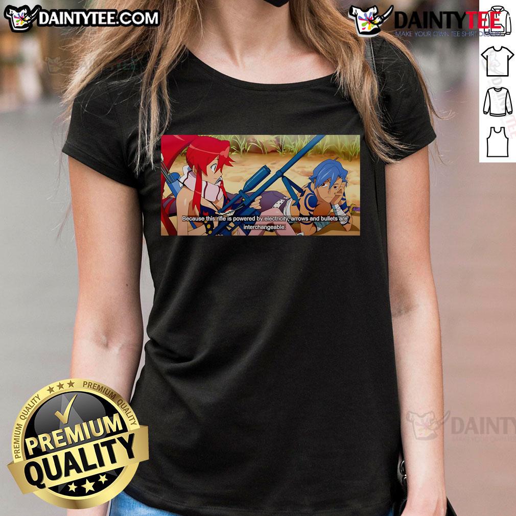 Nice Kamina X Yoko Okay ladies tee featuring a cool sniper rifle design with bullets for a stylish look.