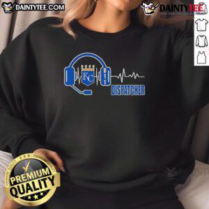 Alt Text: Cozy Kansas City Royals dispatcher sweatshirt featuring team colors, ideal for fans and casual wear.