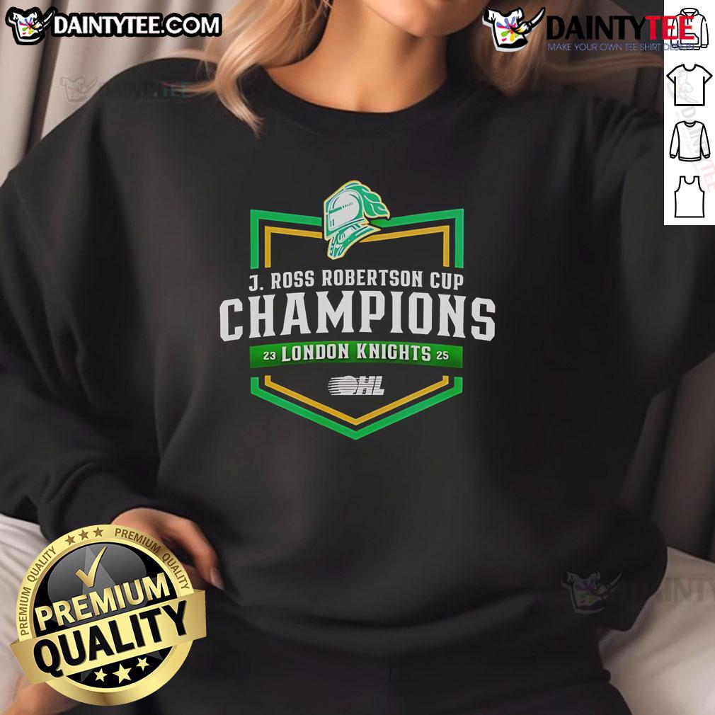 Nice London Knights 2025 OHL Hockey National Champions sweatshirt featuring team logo and championship graphics.