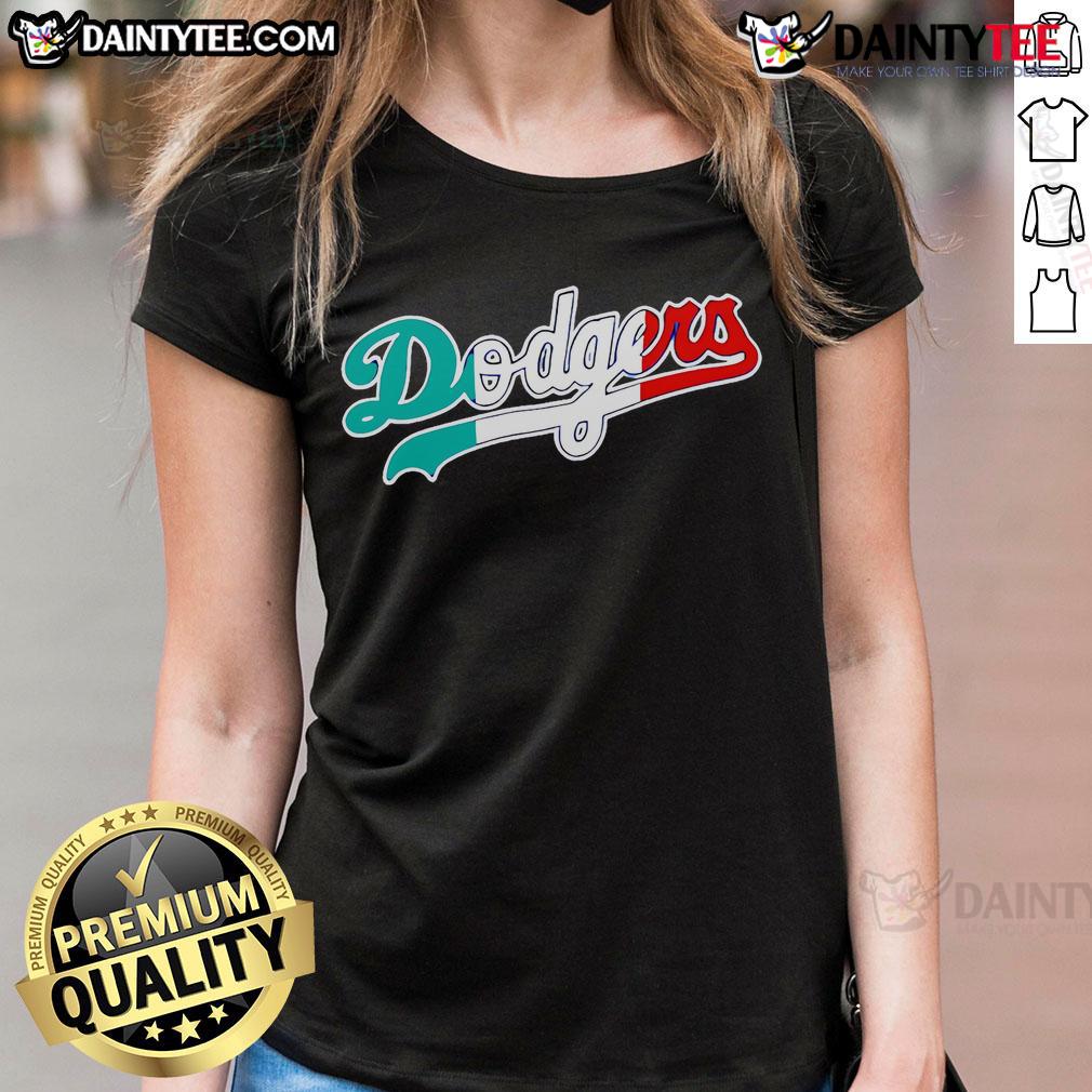 Alt Text: Stylish Los Angeles Dodgers ladies tee celebrating Mexican heritage, perfect for fans and casual wear.