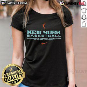 New York Liberty ladies tee, expertly engineered for basketball fans, showcasing team colors and logo.
