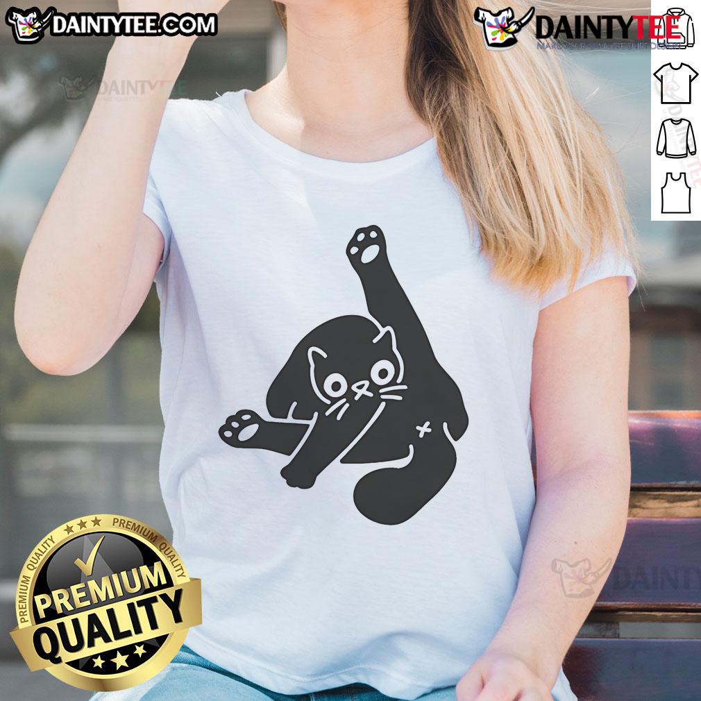 Alt Text: Cute 'Nice Ok Super Day' cat butt design on a ladies tee, perfect for cat lovers and fun casual wear.