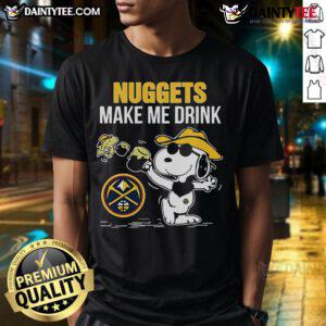 Nice Snoopy and Woodstock Denver Nuggets T-shirt design for fans who love to drink and support their team.