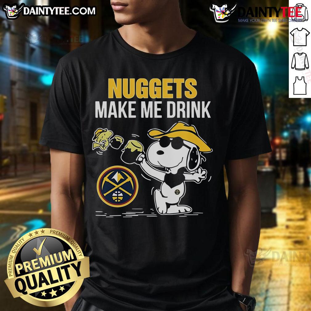 Nice Snoopy and Woodstock Denver Nuggets T-shirt design for fans who love to drink and support their team.