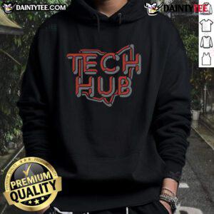 Stylish Nice Tech Hub Ohio hoodie displayed on a hanger, showcasing modern design and vibrant colors for tech enthusiasts.