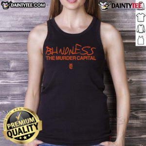 Nice The Murder Capital Blindness orange tank top displayed on a mannequin, showcasing vibrant design and style.