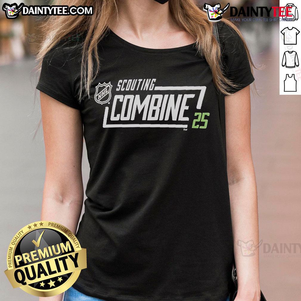 Official 2025 NHL Scouting Combine ladies tee featuring stylish design and logo, perfect for hockey fans and apparel collectors.