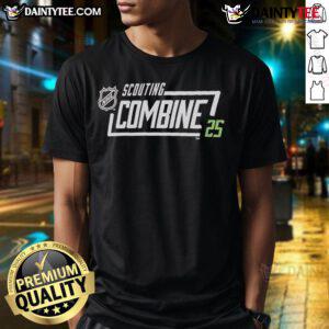 Official 2025 NHL Scouting Combine T-Shirt featuring logo and design, perfect for hockey fans and event attendees.