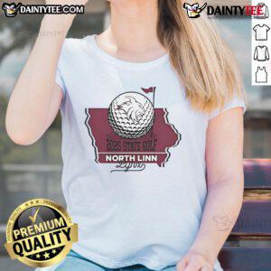 Alt Text: North Linn Lynx Ladies Tee for the Official 2025 State Golf Tournament showcasing team spirit and athleticism.