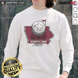 Alt Text: Official 2025 State Golf North Linn Lynx Sweatshirt featuring school logo and sporty design for fans.