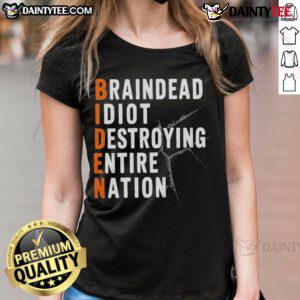 Official Baindead Idiot tee featuring anti-Joe Biden and pro-Trump graphics for Republican supporters.