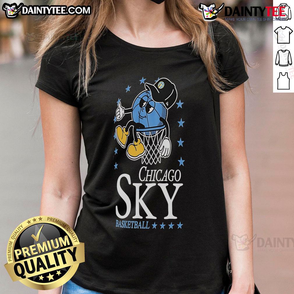 Official Chicago Sky Basketball New Era Ladies Tee featuring vibrant team colors and logo for stylish fan apparel.