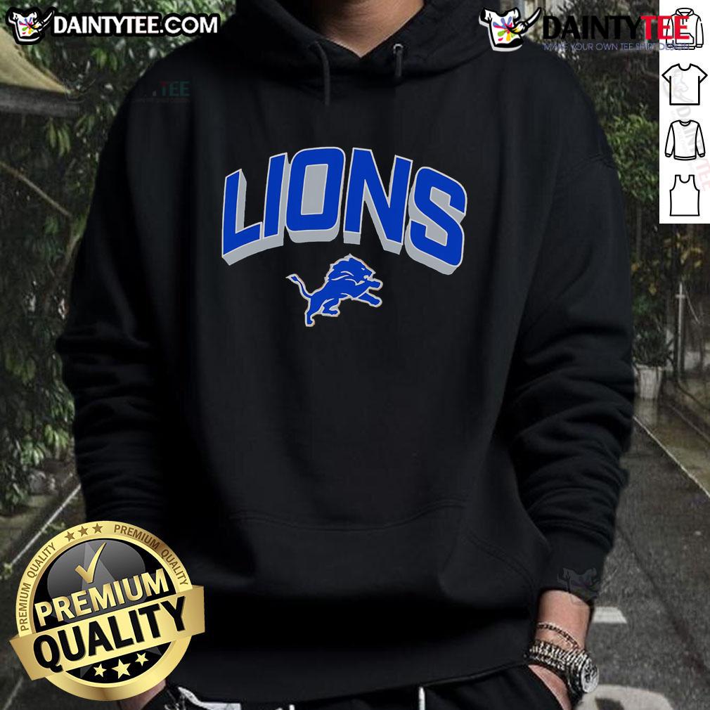 Alt Text: Official Detroit Lions NFL Velocity Performance Arc Hoodie in blue, showcasing team logo and modern athletic design.