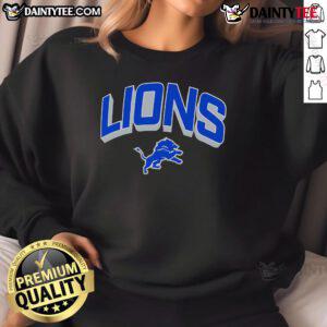 Official Detroit Lions NFL Velocity Performance Arc Sweatshirt in blue with team logo, perfect for fans and athletes.