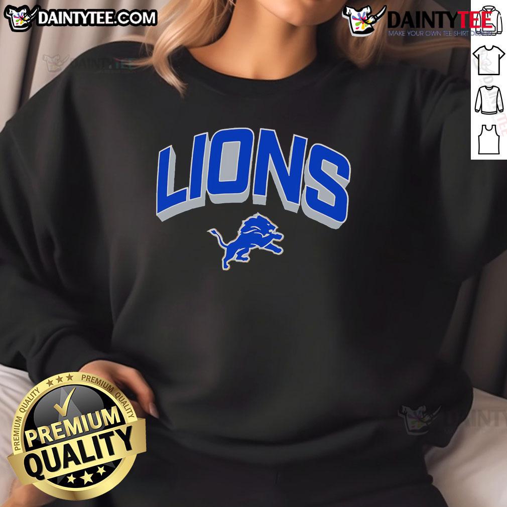 Official Detroit Lions NFL Velocity Performance Arc Sweatshirt in blue with team logo, perfect for fans and athletes.