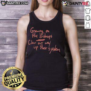 Alt Text: Stylish tank top featuring Gnawing On The Bishop's Claw design, perfect for casual wear and expressing unique style.