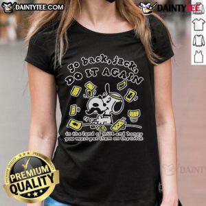 Official Go Back Jack Do It Again Tee featuring vibrant design inspired by the Land of Milk Ladies theme.