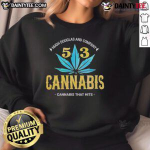 Official Hugh Douglas And Company 503 Cannabis That Hits Sweatshirt in a stylish black design, perfect for cannabis enthusiasts.